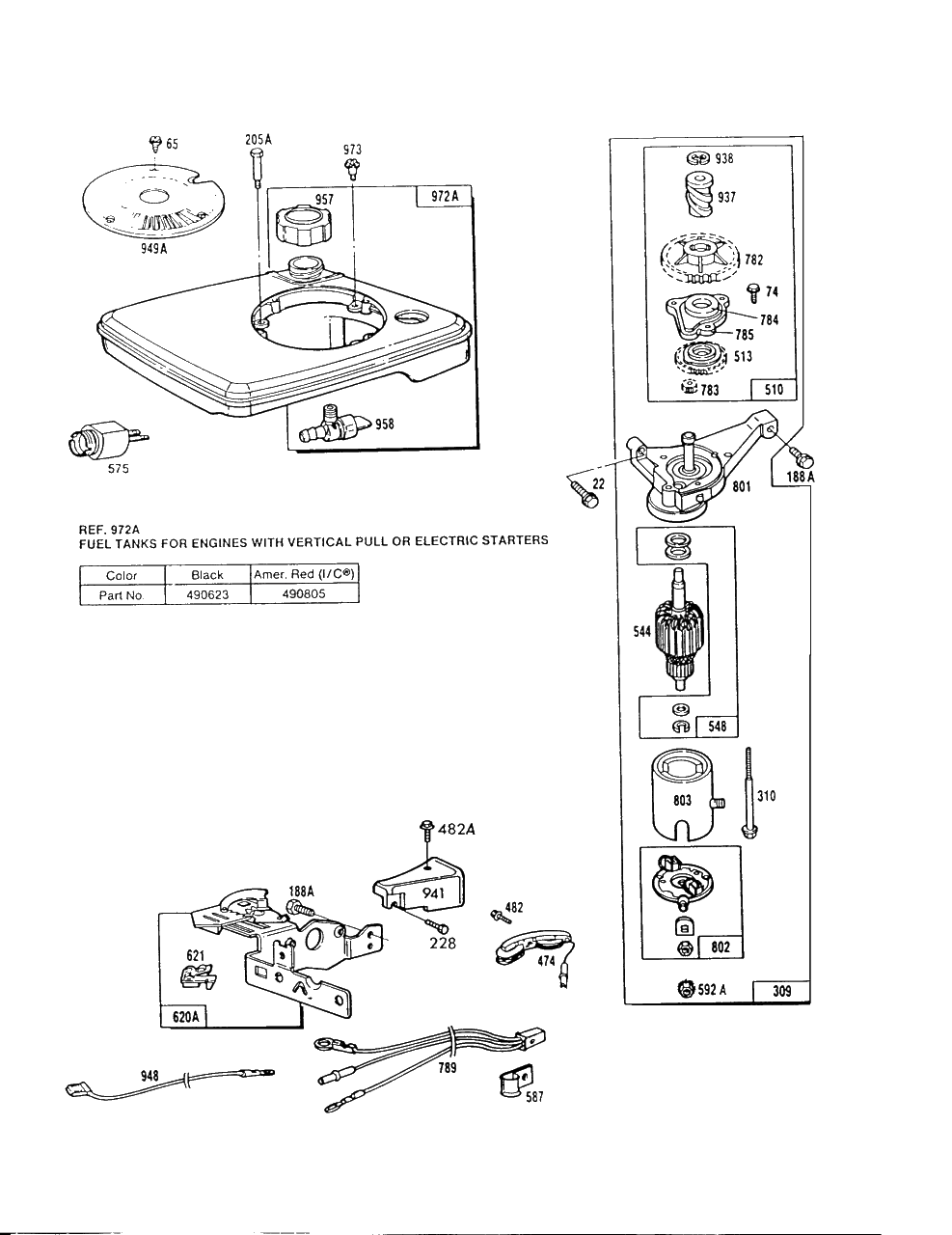 Electric Starter,misc Elect Diagram and Parts List for 114702-0172-XX  Briggs and Stratton Engine